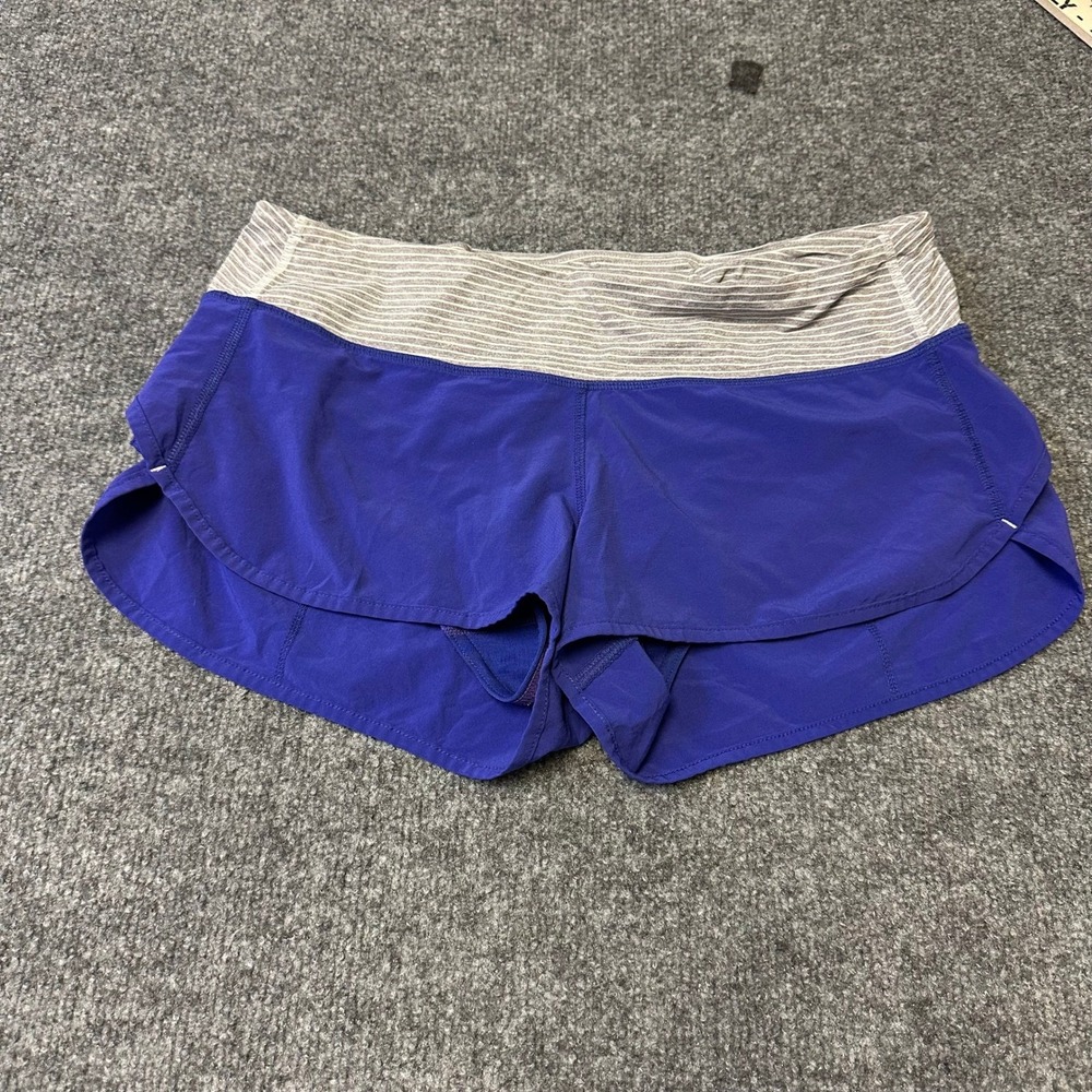 Lululemon Shorts Womens Size 8 Purple Speed Up Striped Waistband Athletic Run